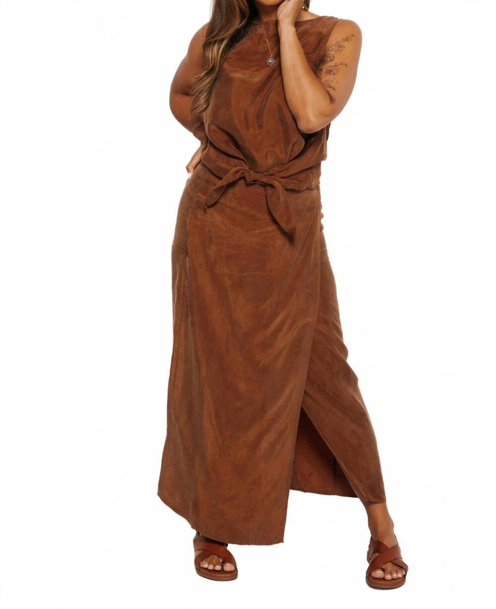 NEW THINKING MU selina maxi skirt in brown